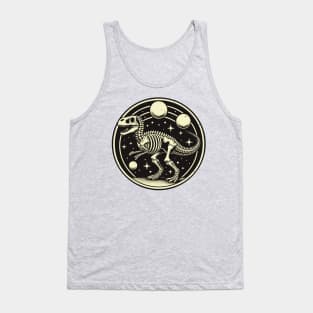 Tyrannosaurus Rex Skeleton In Space Retro Design Tank Top